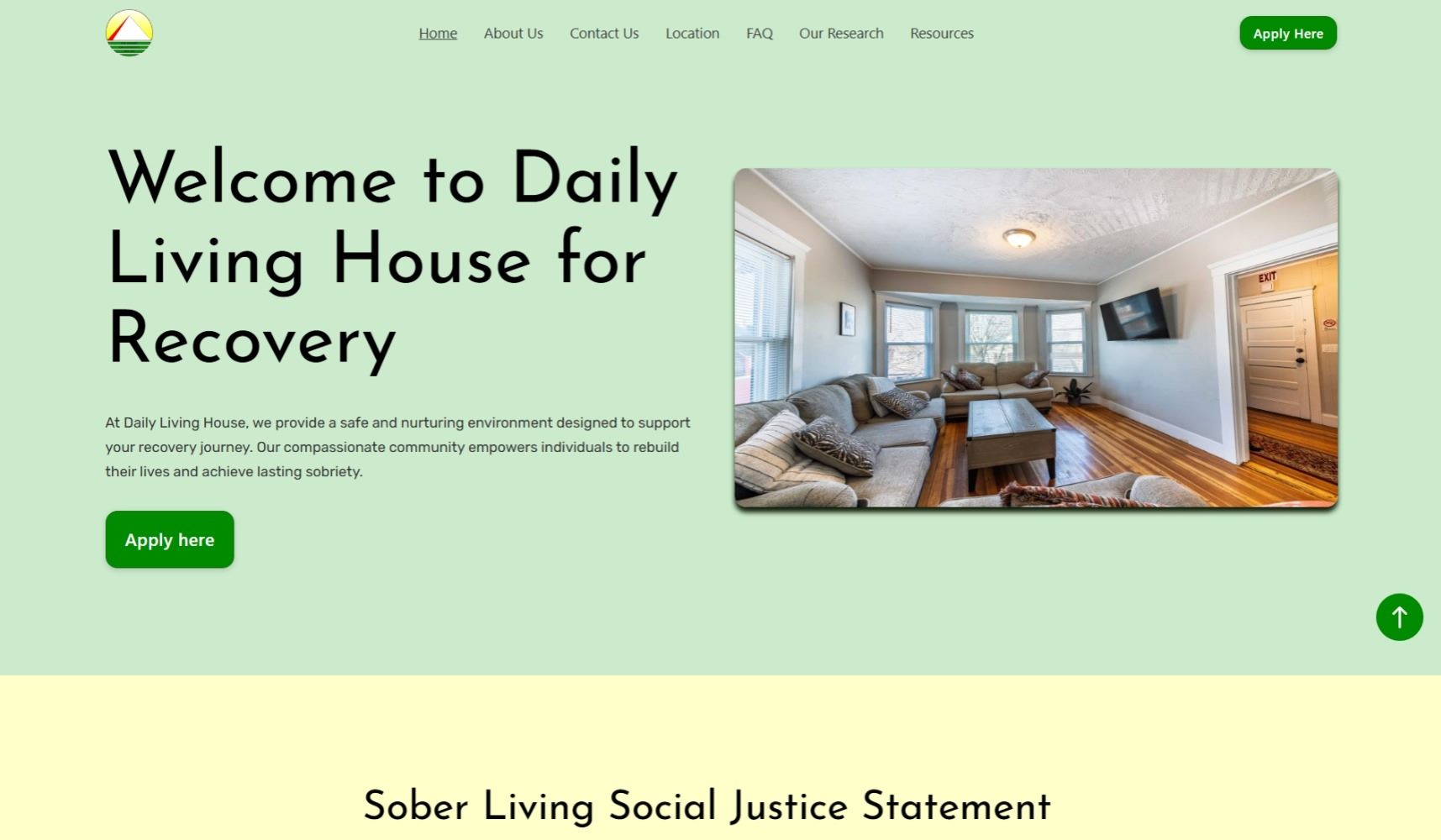 Daily Living House website home page