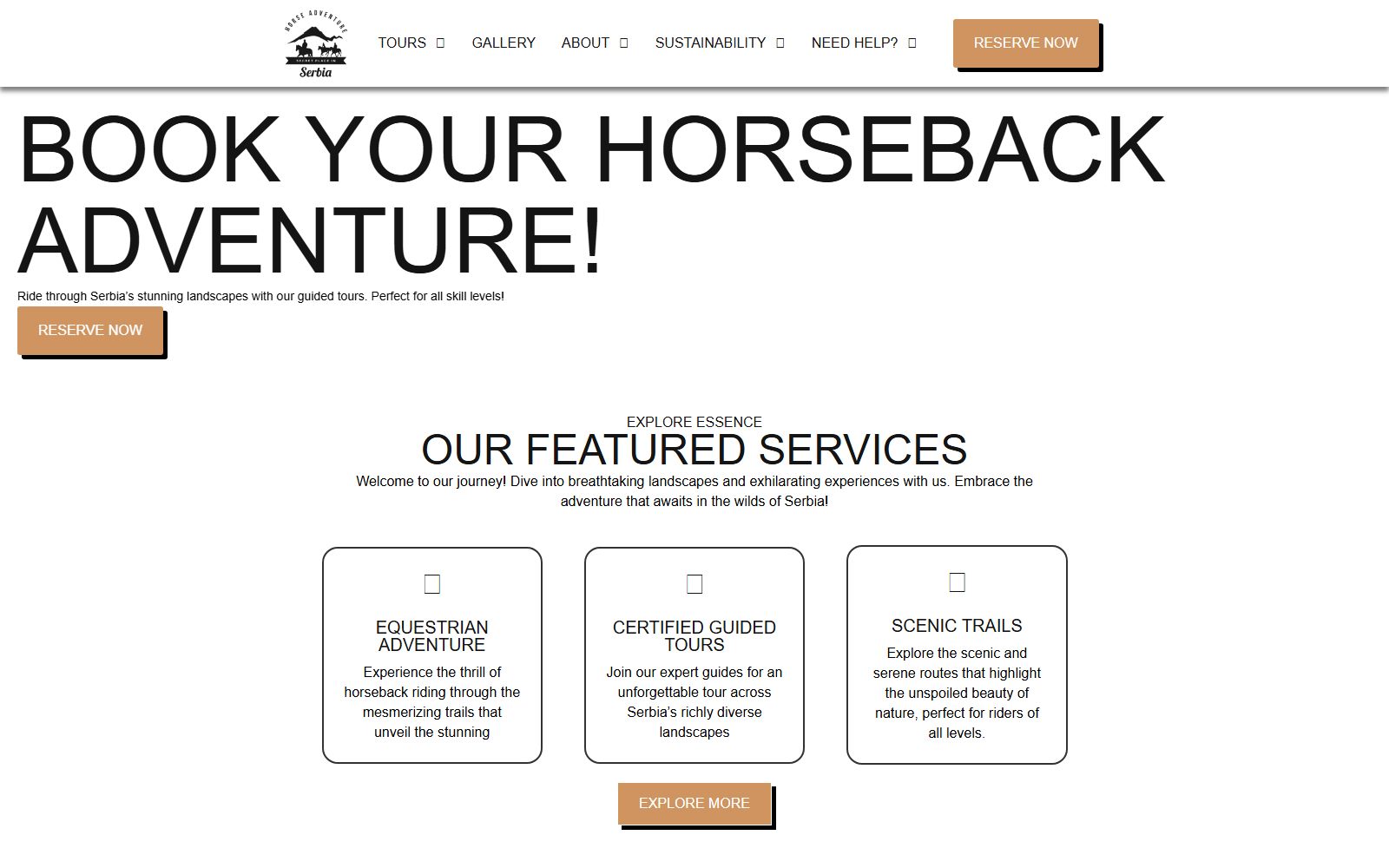 Booking website home page