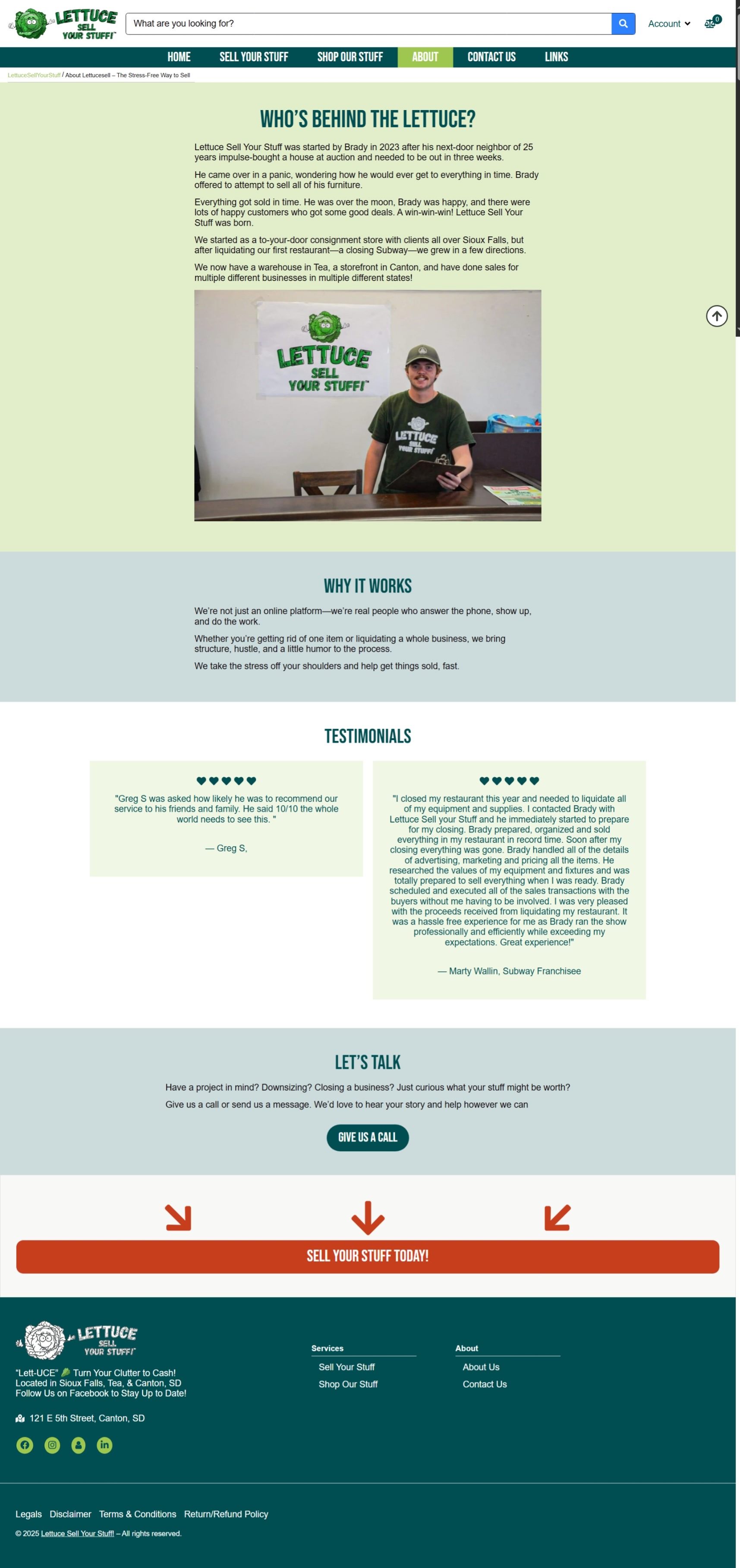 Lettuce Sell Your Stuff website presentation