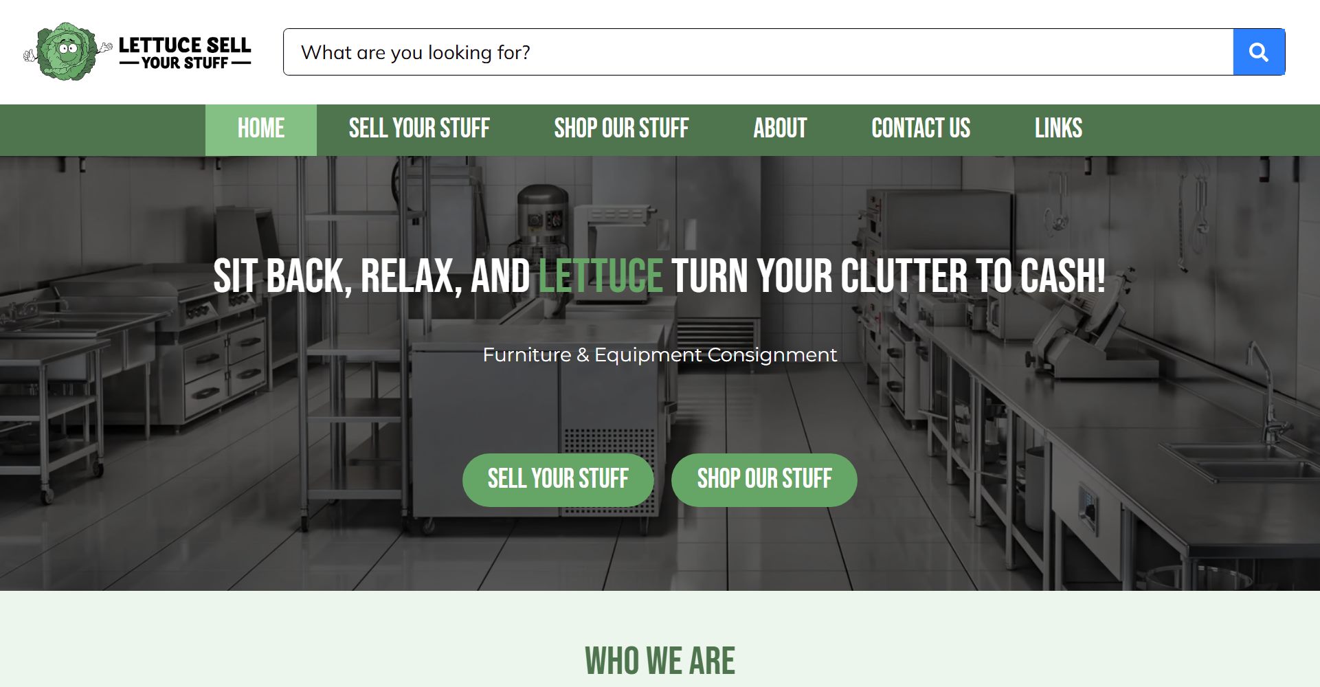 Lettuce Sell Your Stuff website home page