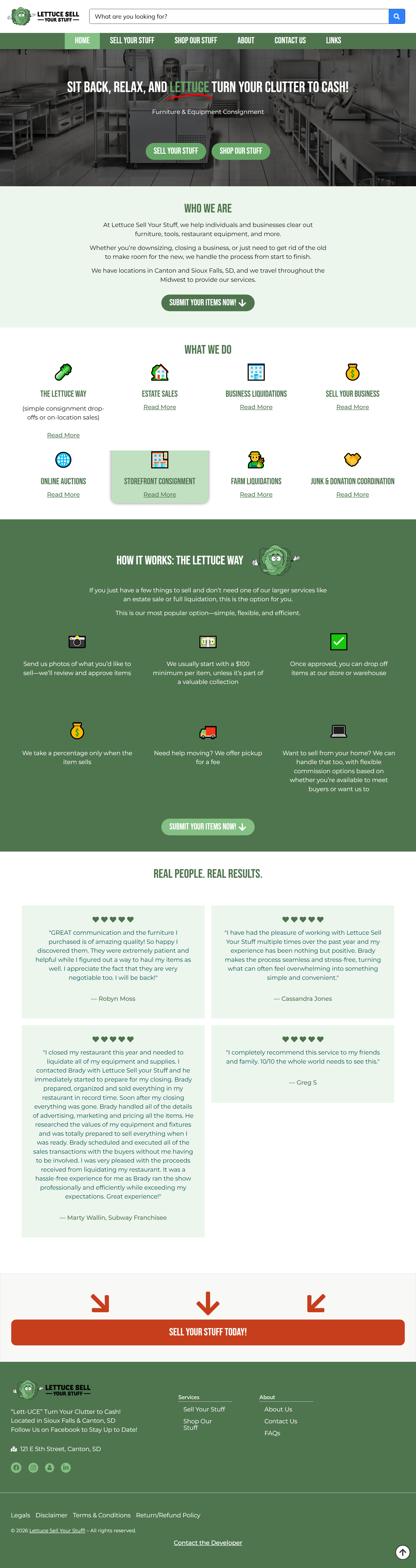 Lettuce Sell Your Stuff website home page