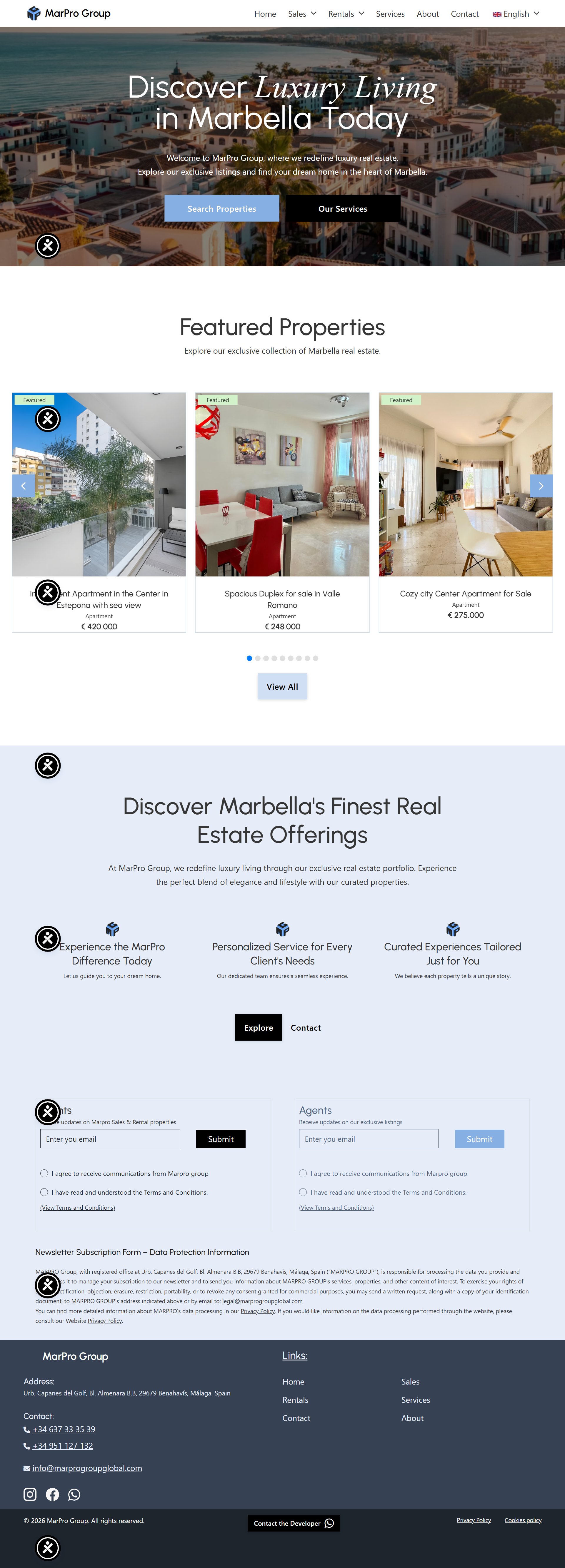 MarPro Group website full-page view